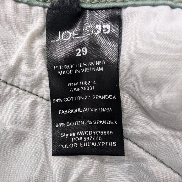 Joe's Jeans Rocker Skinny Mid-Rise Eucalyptus Green Zip Pockets Size 29 EUC - Picture 9 of 9